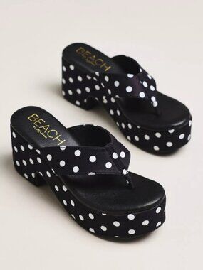 NWT Anthropologie Matisse Bonnie Platform Flip-Flop Sandals Polka Dot